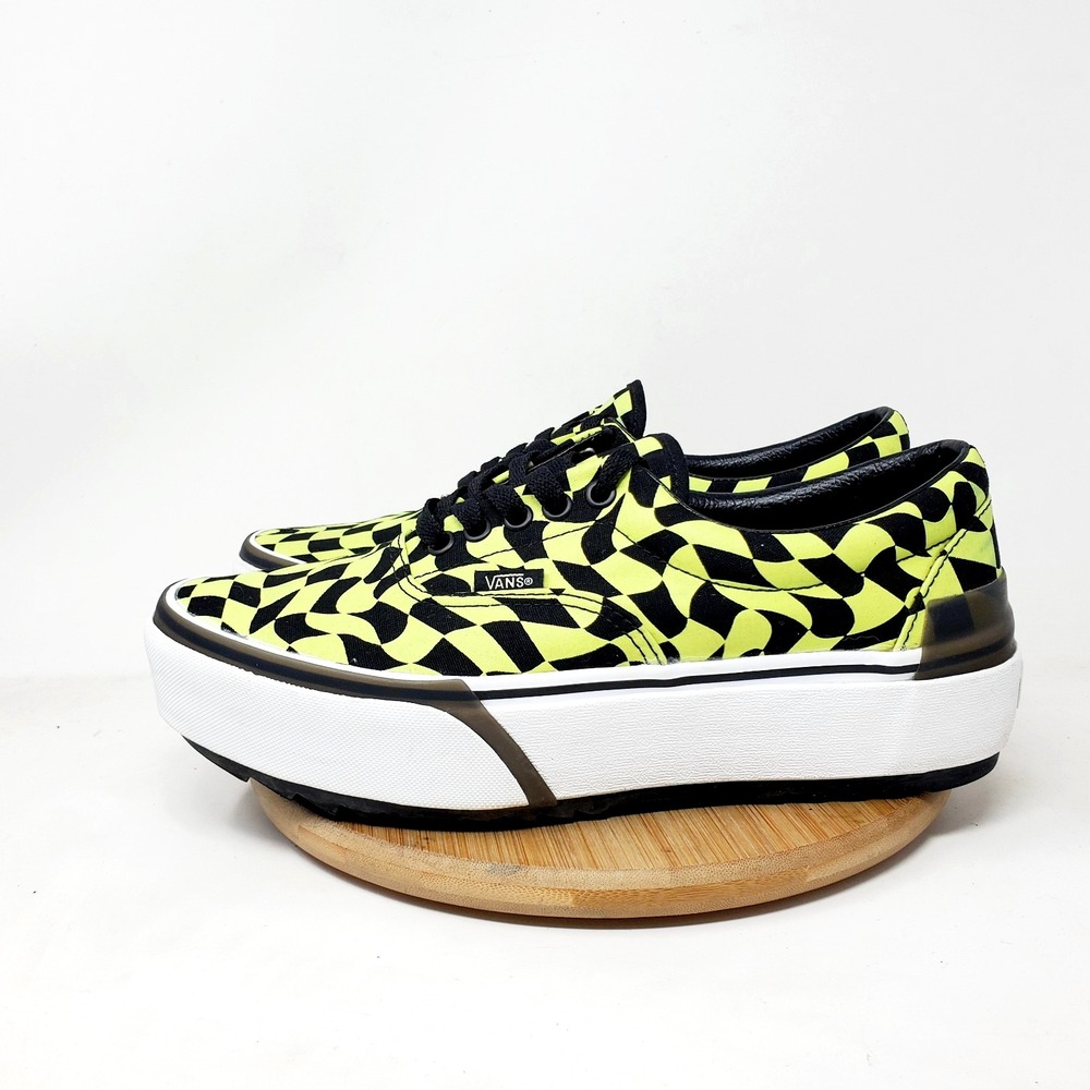 Vans Era Stacked Shoe Women 10 Warp Check Neon Glow in the Dark Platform Sneaker